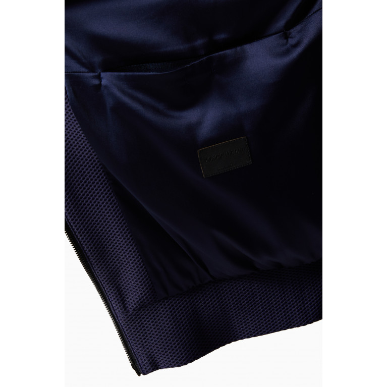 Giorgio Armani - Logo Hooded Gilet in Technical Waffle Fabric Blue