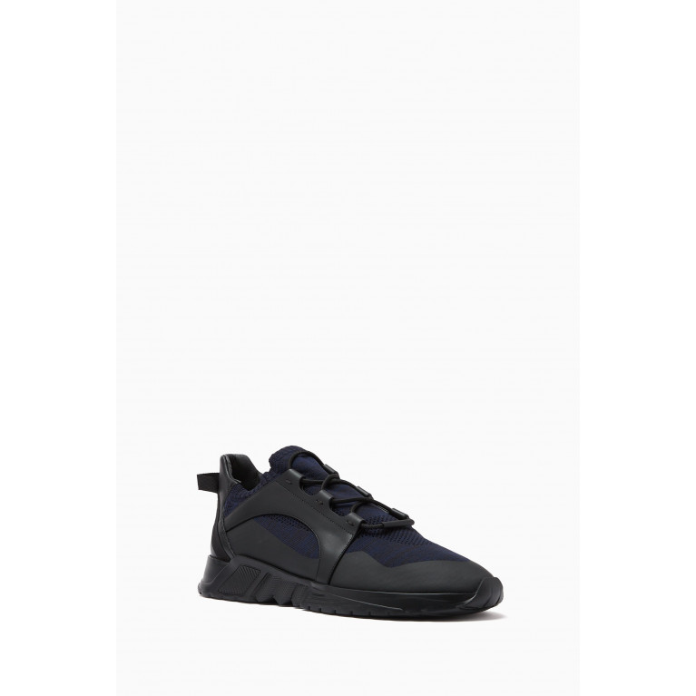 Giorgio Armani - Thick Sole Sneakers in Knit & Leather Black