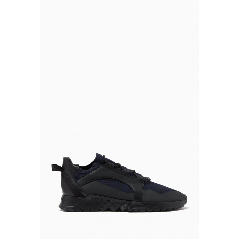 Giorgio Armani - Thick Sole Sneakers in Knit & Leather Black