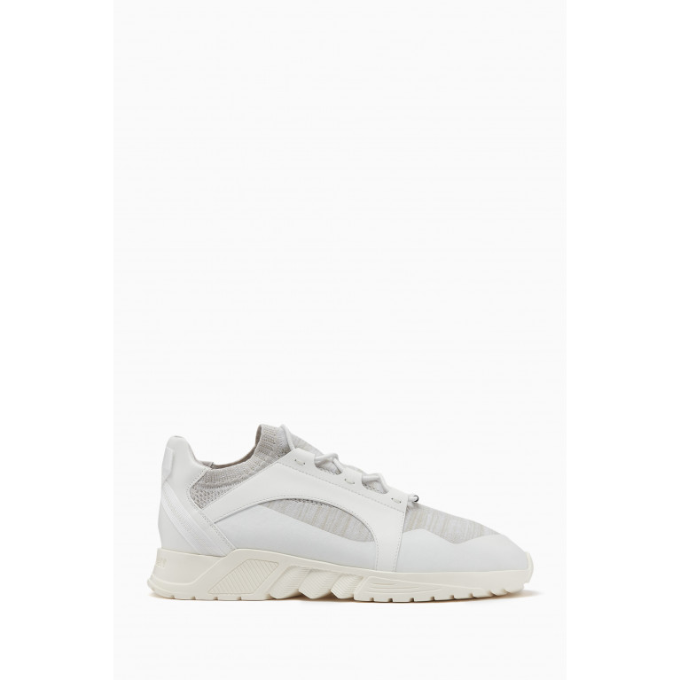 Giorgio Armani - Thick Sole Sneakers in Knit & Leather White