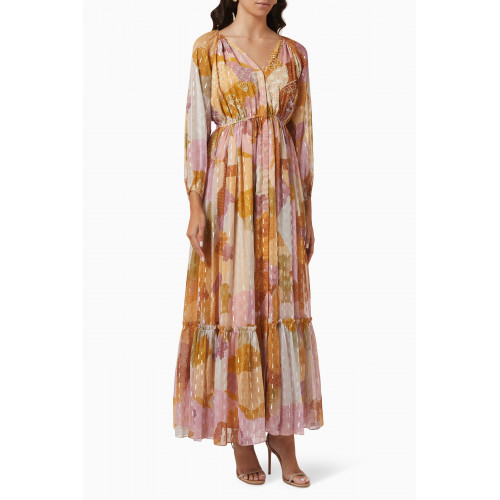 Kalico - Printed Maxi Dress in Chiffon-jacquard