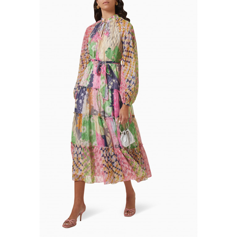 Kalico - Takisha Midi Dress in Textured Chiffon