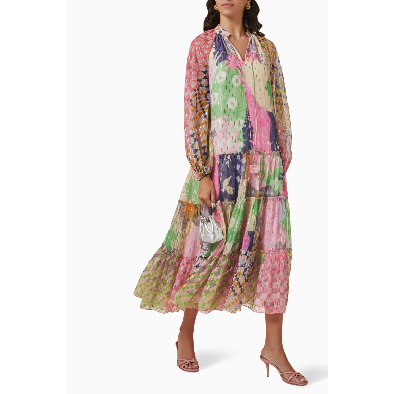 Kalico - Takisha Midi Dress in Textured Chiffon