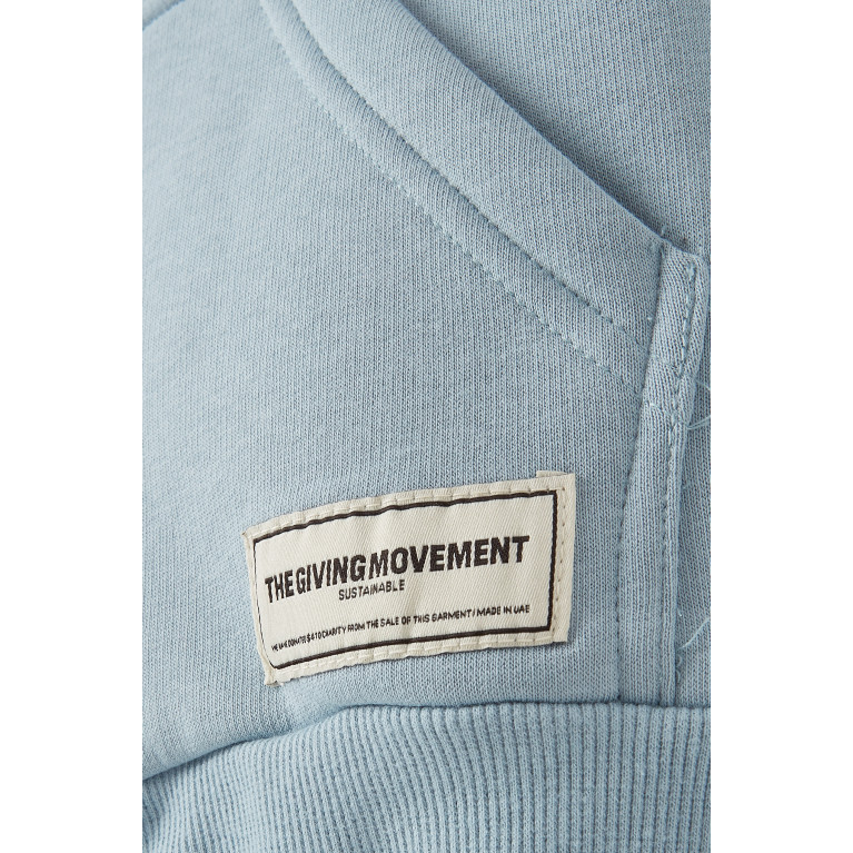 The Giving Movement - Logo Zip Hoodie in Organic Fleece Blue