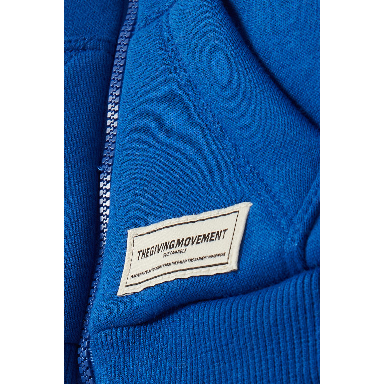 The Giving Movement - Logo Lounge Zip Hoodie in Organic Fleece Blue
