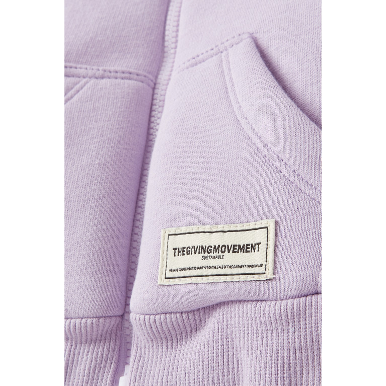 The Giving Movement - Logo Lounge Zip Hoodie in Organic Fleece Purple