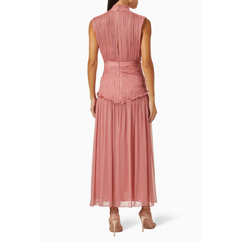 Shona Joy - Lauren High Neck Midi Dress in Viscose Pink