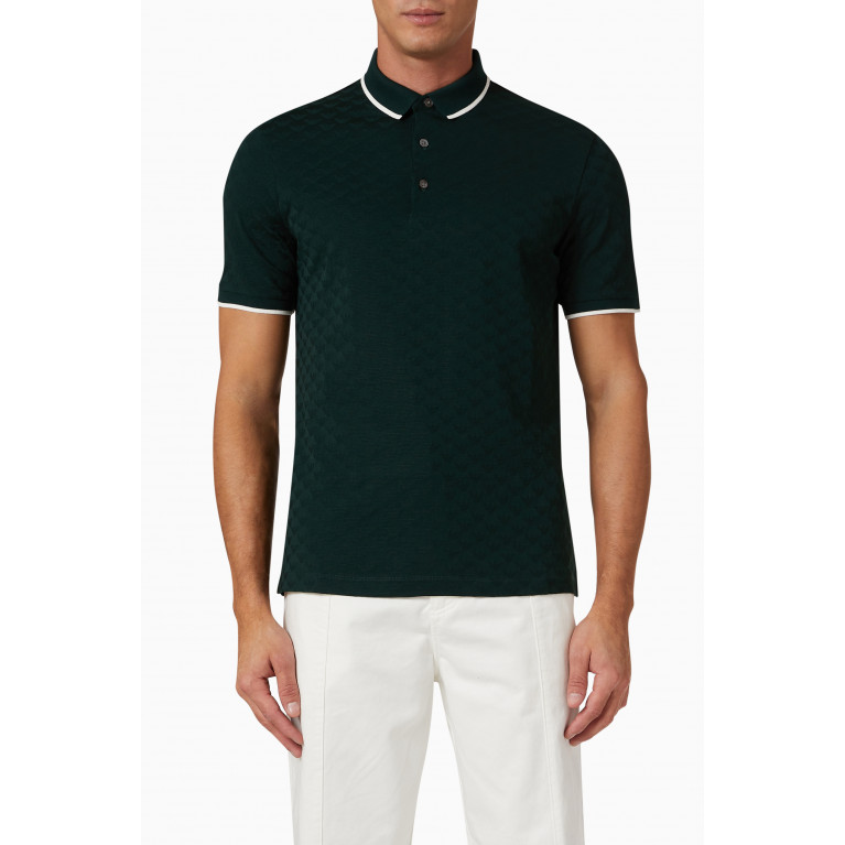 Emporio Armani - Contrast-trims Polo Shirt in Jacquard