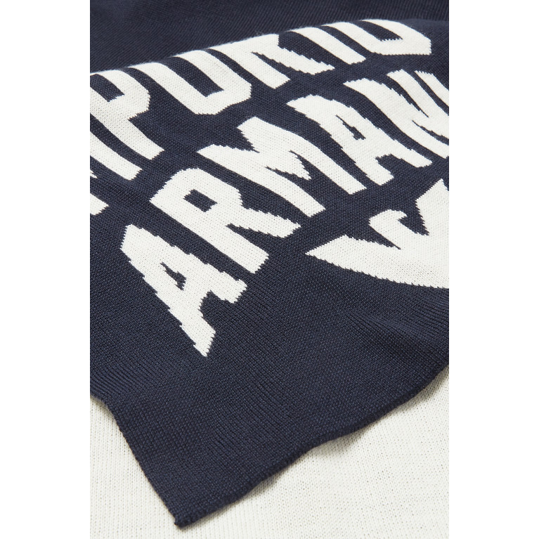 Emporio Armani - EA Macro Logo Scarf in Wool & Acrylic Blue