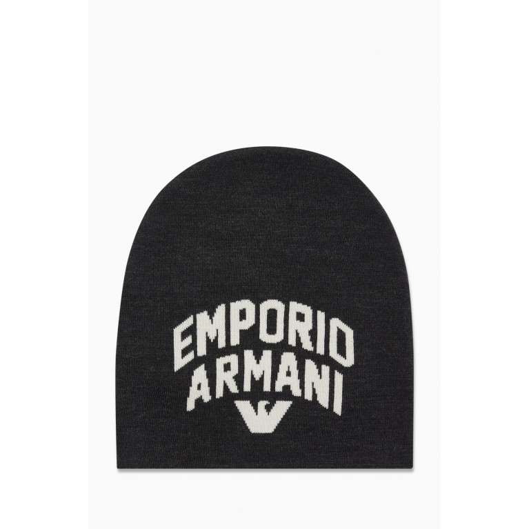 Emporio Armani - Macro EA Beanie in Knit Grey