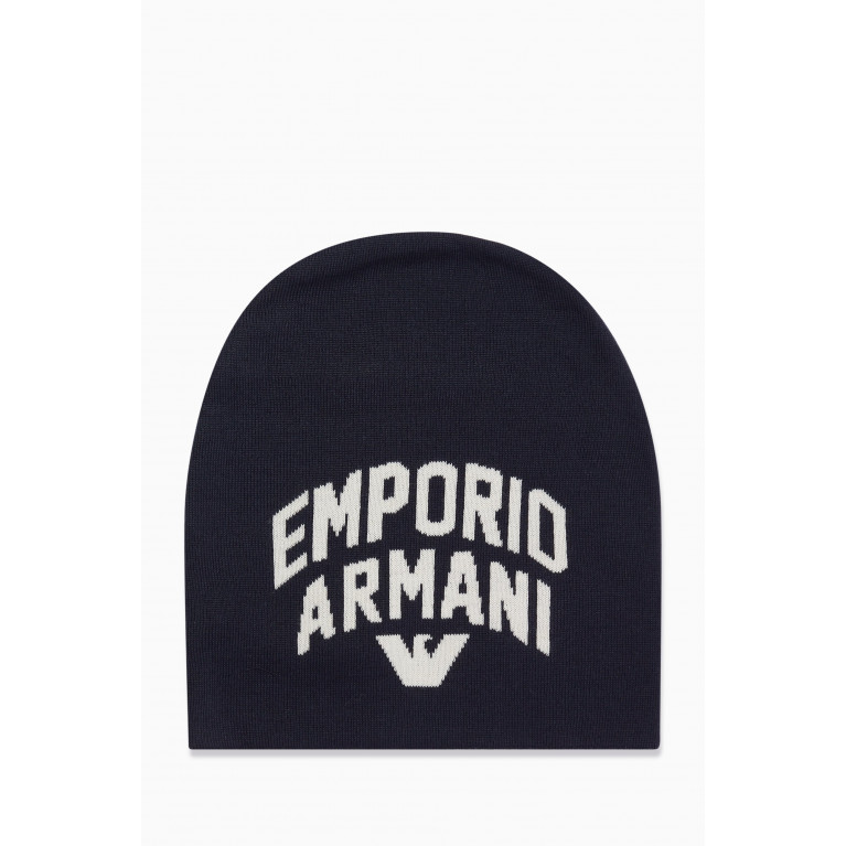 Emporio Armani - Macro EA Beanie in Knit Blue