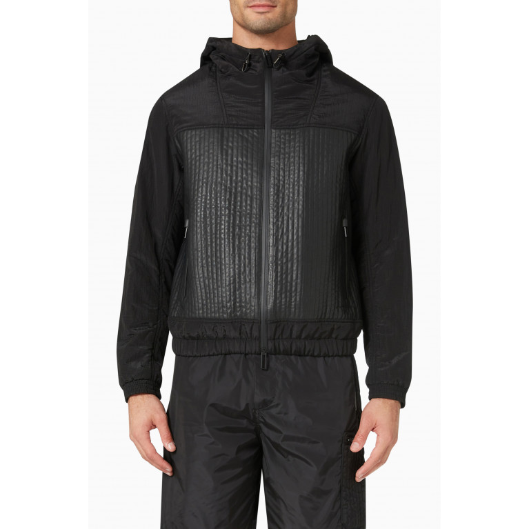 Emporio Armani - Hooded Jacket in Nappa Leather Black