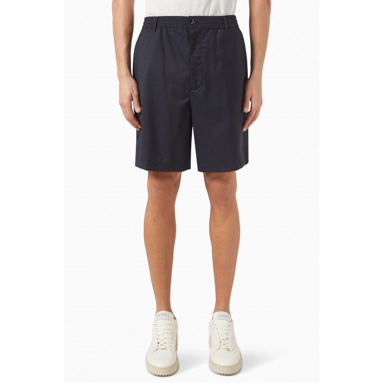 Emporio Armani - Coulisse Shorts in Wool Blend Blue