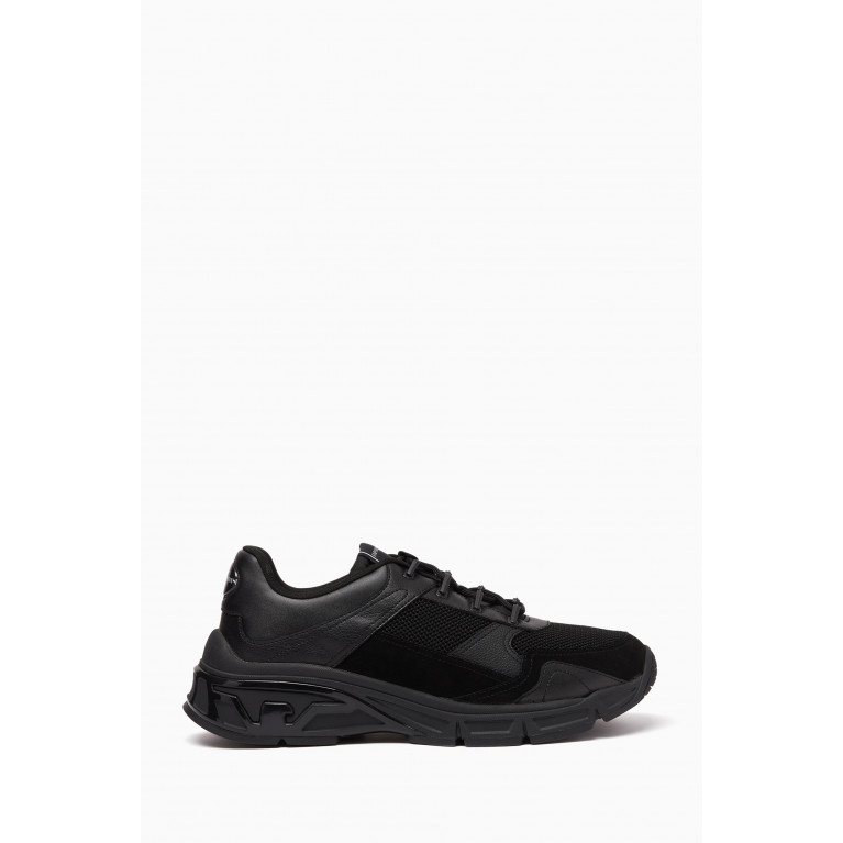 Emporio Armani - Knitted Sneakers in Leather & Suede Black