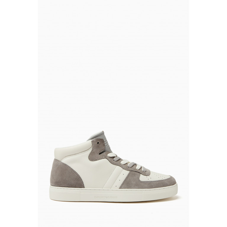 Emporio Armani - Hi-top Sneakers in Leather Grey