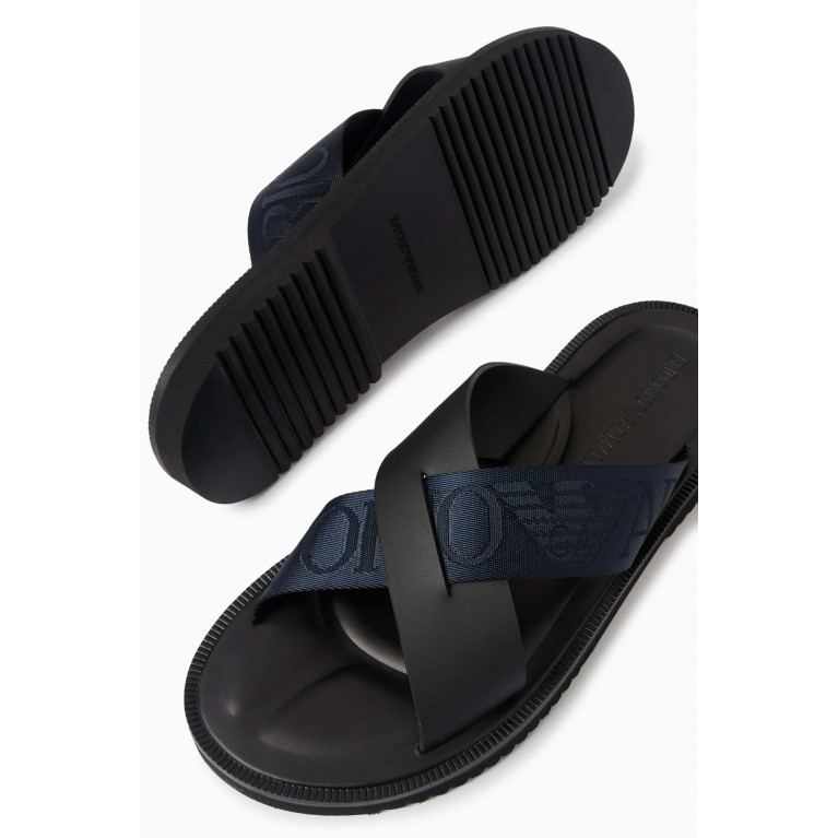Emporio Armani - EA Kriss Kross Sandals in Leather Blue