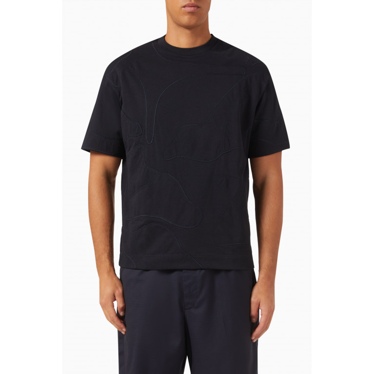 Emporio Armani - Camouflage T-shirt in Cotton Jersey Blue