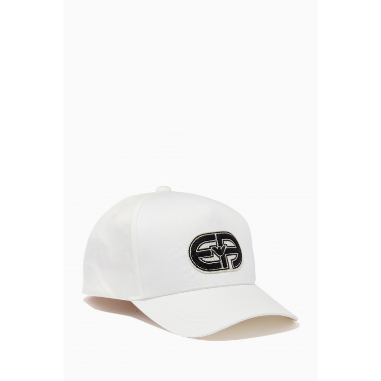 Emporio Armani - EA Macro Logo Baseball Cap in Gabardine White