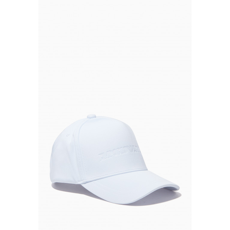 Emporio Armani - EA Embossed Logo Baseball Hat in Gabardine White