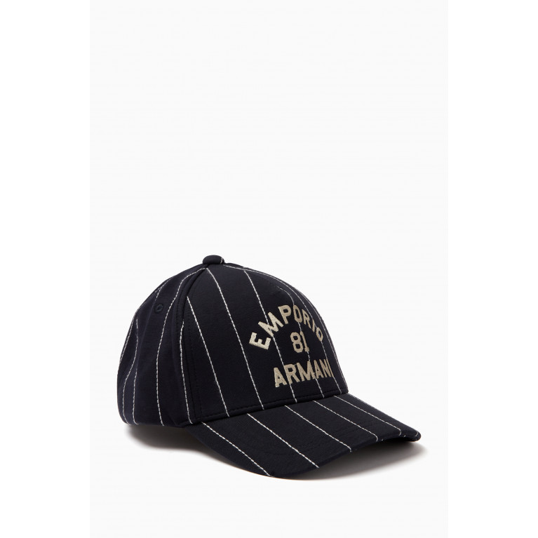 Emporio Armani - All-over Stripes Logo Baseball Hat Blue