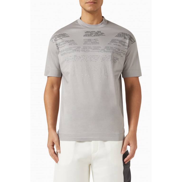 Emporio Armani - Eagle Macro Logo T-shirt in Cotton Jersey Grey