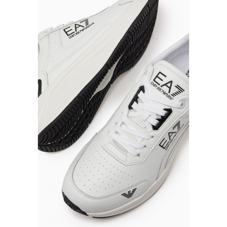Emporio Armani - EA7 Side Print Sneakers in Mesh White