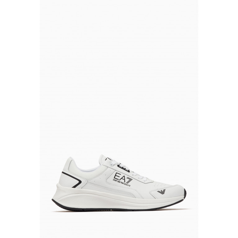 Emporio Armani - EA7 Side Print Sneakers in Mesh White