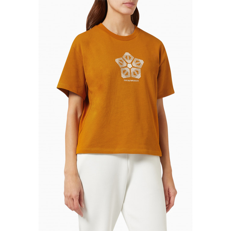 Emporio Armani - EA Eagle Geometric Logo T-shirt in Cotton Orange