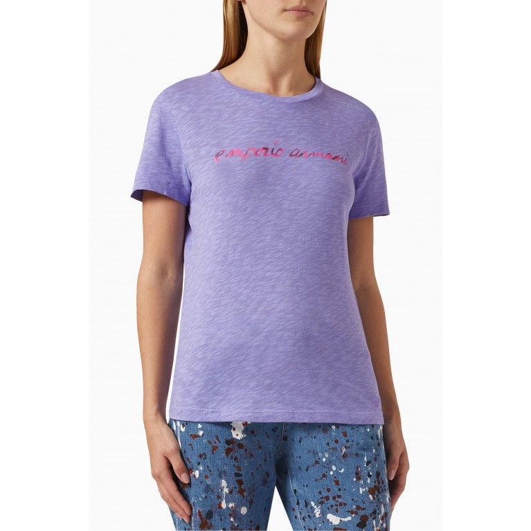 Emporio Armani - Logo Print T-shirt in Jersey Purple