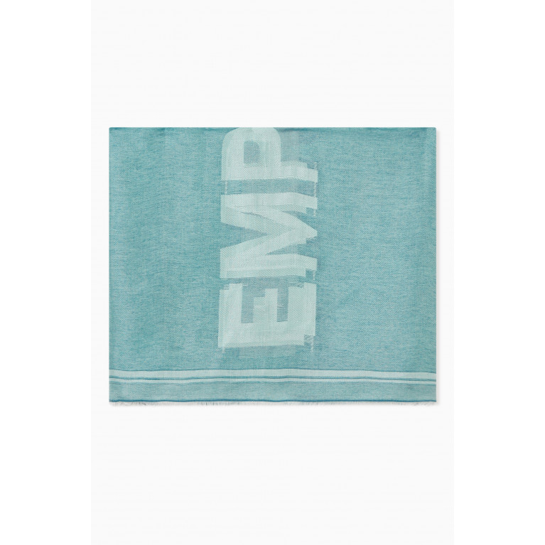 Emporio Armani - EA Logo Scarf in Modal-blend Blue