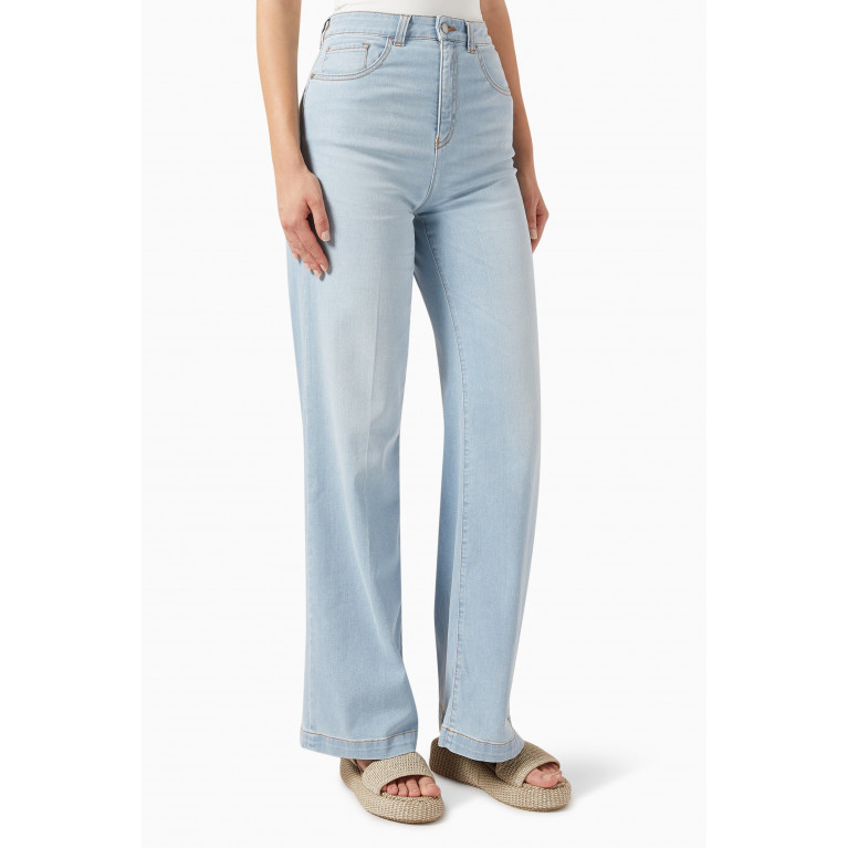 Emporio Armani - Wide-fit Mid-wash Denim Jeans in Cotton