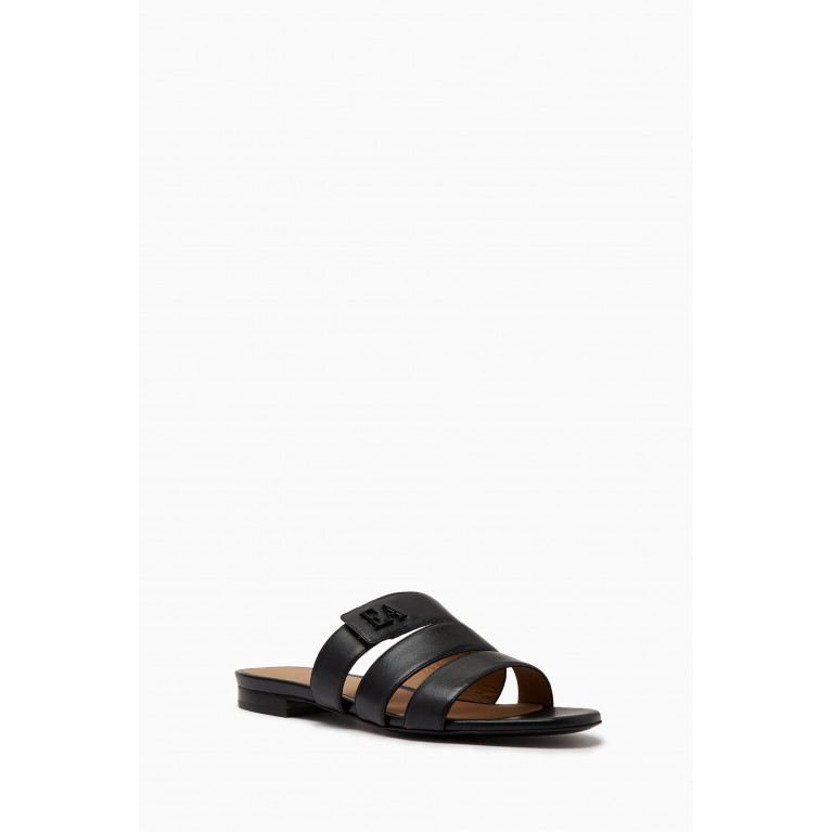 Emporio Armani - Flat EA Strap Sandals in Nappa Leather