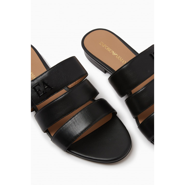Emporio Armani - Flat EA Strap Sandals in Nappa Leather
