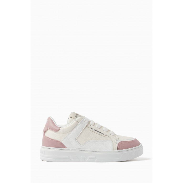 Emporio Armani - Low-top Logo Sneakers in Calf Leather Pink
