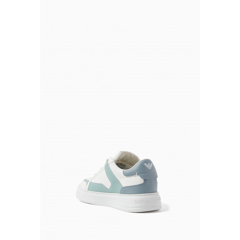 Emporio Armani - Low-top Logo Sneakers in Calf Leather Blue