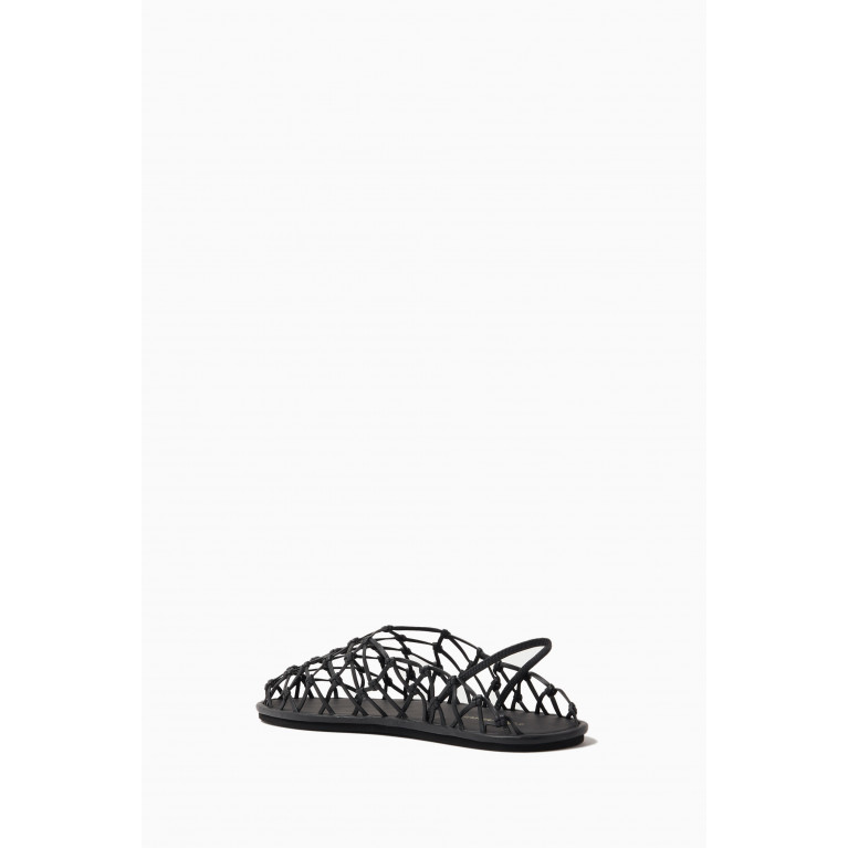 Emporio Armani - Waved Slingback Flat Sandals in Nappa Leather