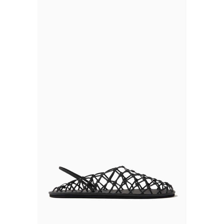 Emporio Armani - Waved Slingback Flat Sandals in Nappa Leather