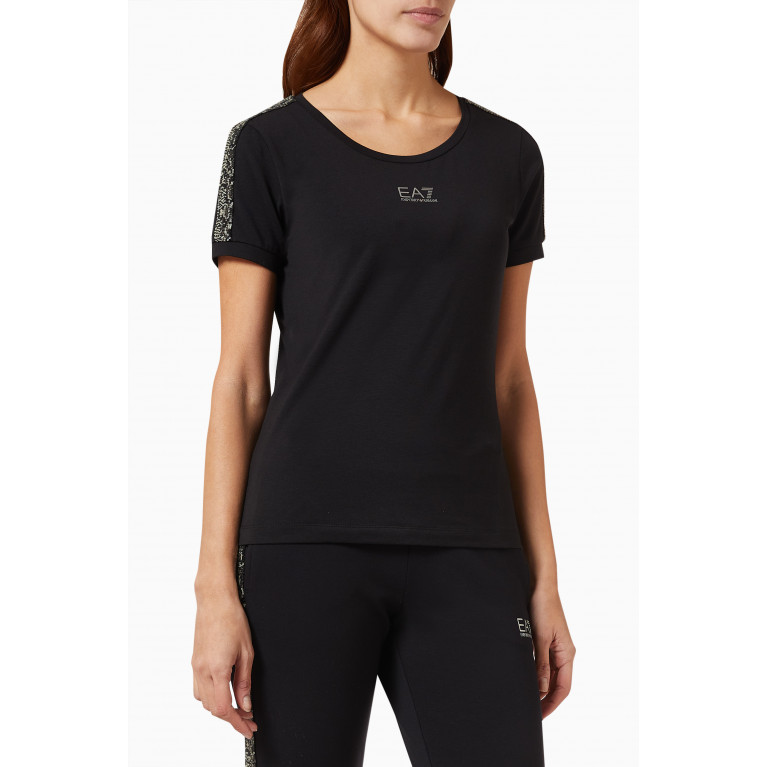 Emporio Armani - EA7 Sequin-embellished T-shirt in Jersey Black