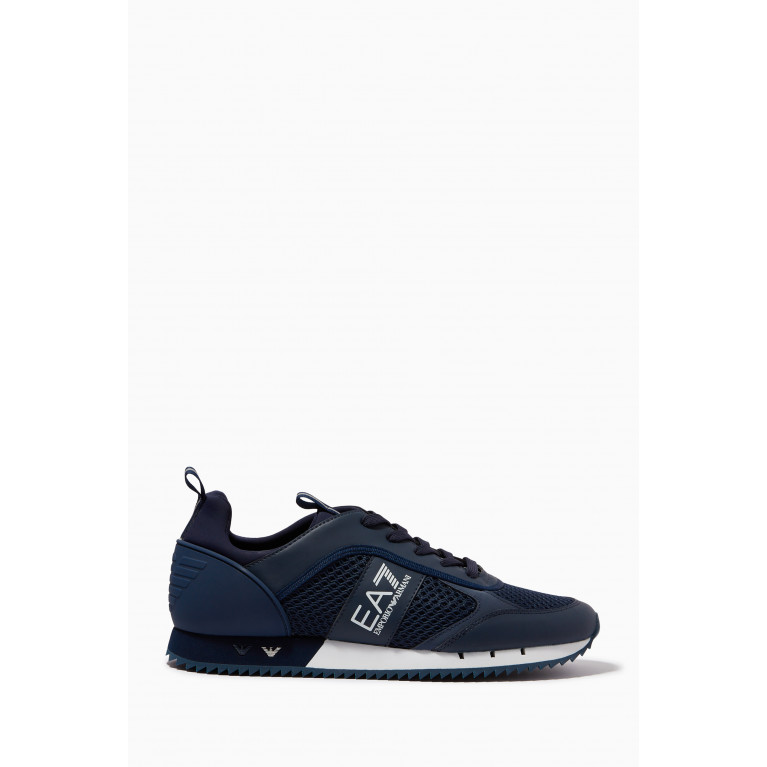 Emporio Armani - EA7 Sneakers in Mesh & Faux Leather Blue