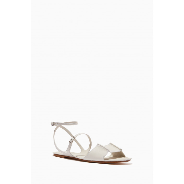 Emporio Armani - Flat Strap Sandals in Calf Leather White