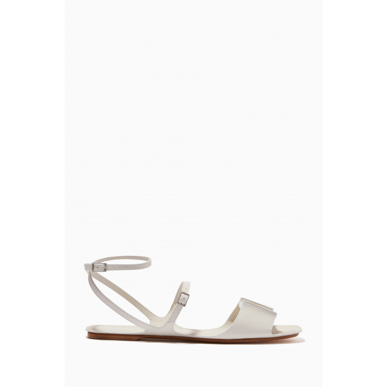 Emporio Armani - Flat Strap Sandals in Calf Leather White