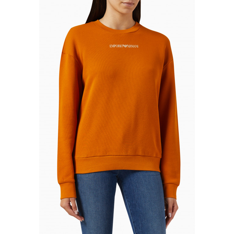 Emporio Armani - Geometric-print Logo Sweatshirt in Cotton Orange
