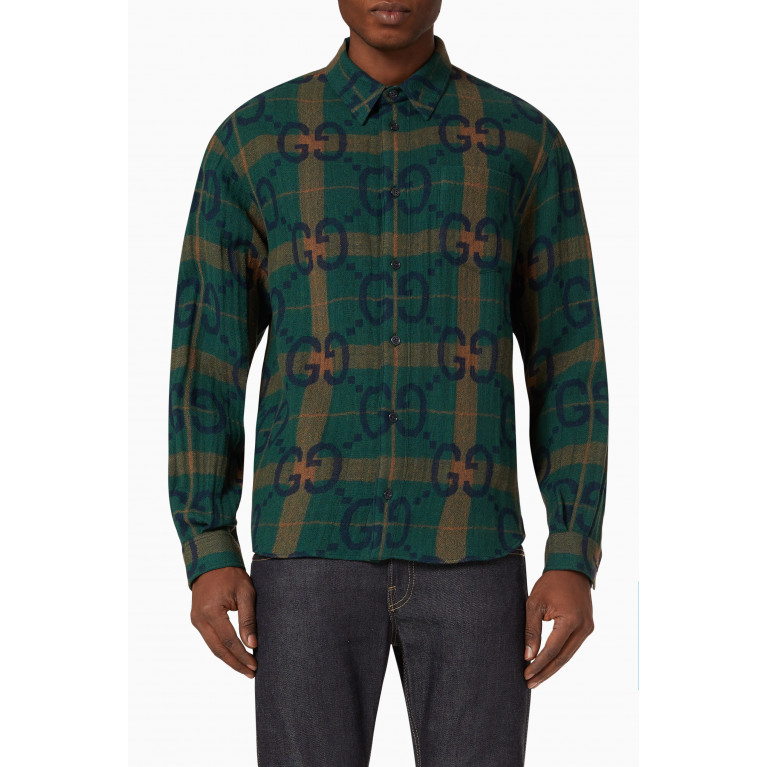 Gucci - Jumbo GG-patterned Check Shirt in Wool