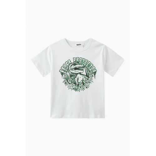 Molo - Dinosour Printed T-shirt in Organic Cotton White