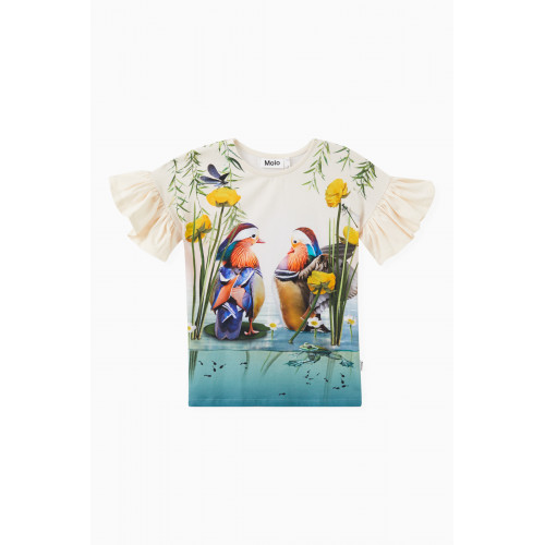 Molo - Floral Print T-shirt in Organic Cotton Blend