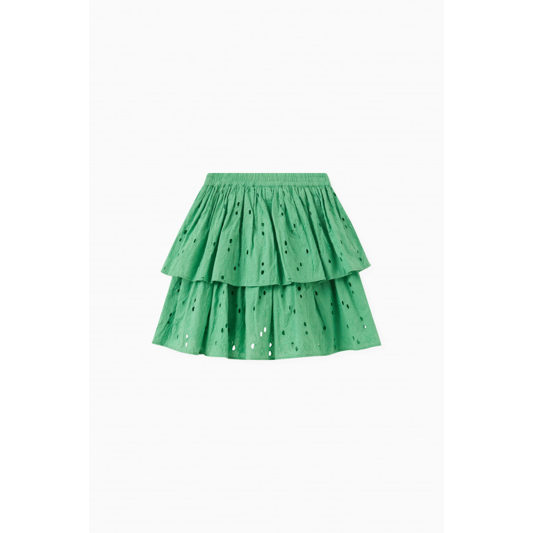 Molo - Tiered Mini Skirt in Cotton Green