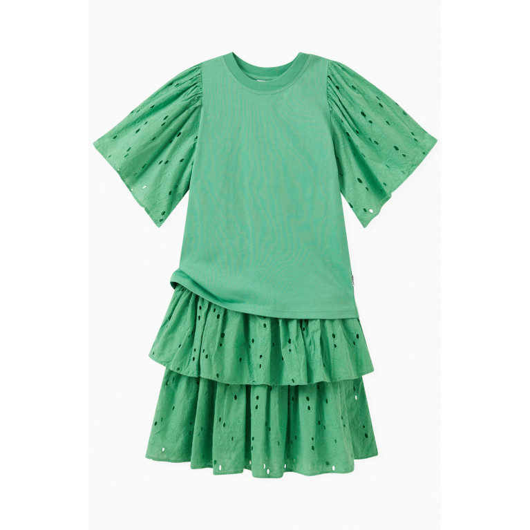 Molo - Tiered Mini Skirt in Cotton Green