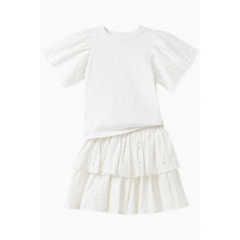 Molo - Tiered Mini Skirt in Cotton White