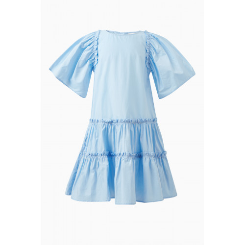Molo - Cat Frill Dress in Organic Cotton Blue