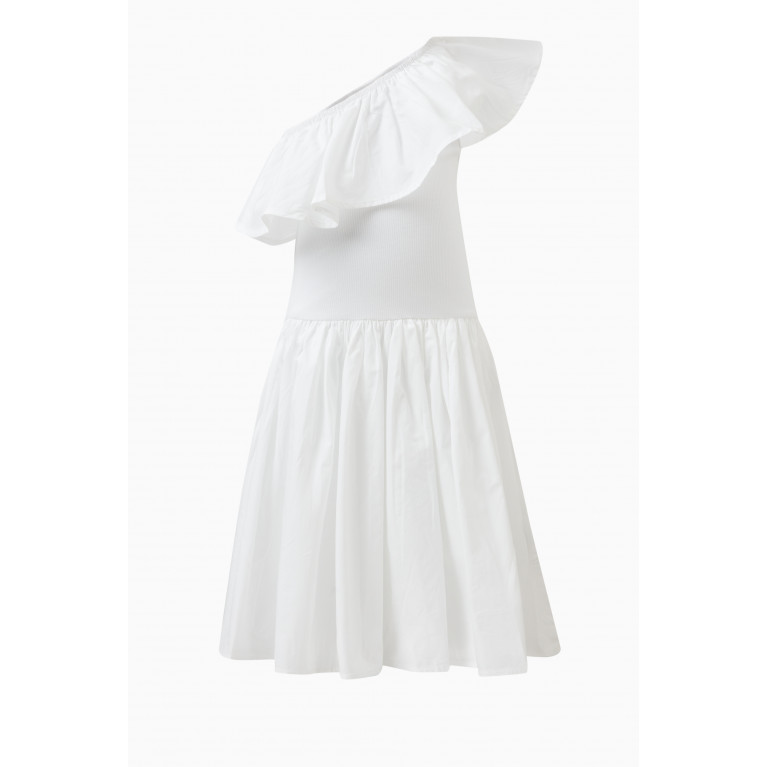 Molo - Chloey One-Shoulder Dress in Organic Cotton White